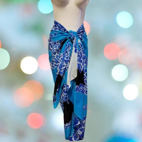 Womens Sarong Cotton Wrap, Handpainted Batik Wrapskirt Beach Pareo Beachwear-NEW - Picture 9 of 9